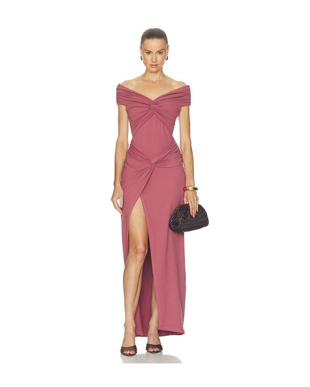 Susana Monaco Red Twisted Off Shoulder Dress