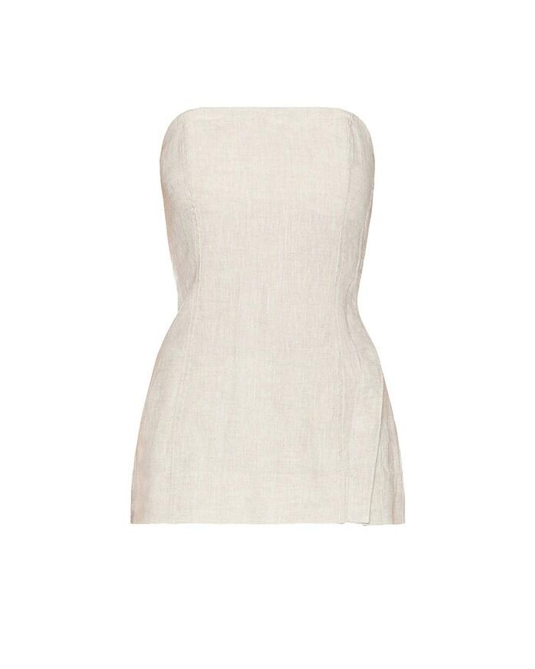 GRLFRND White Linen Strapless Tunic Top