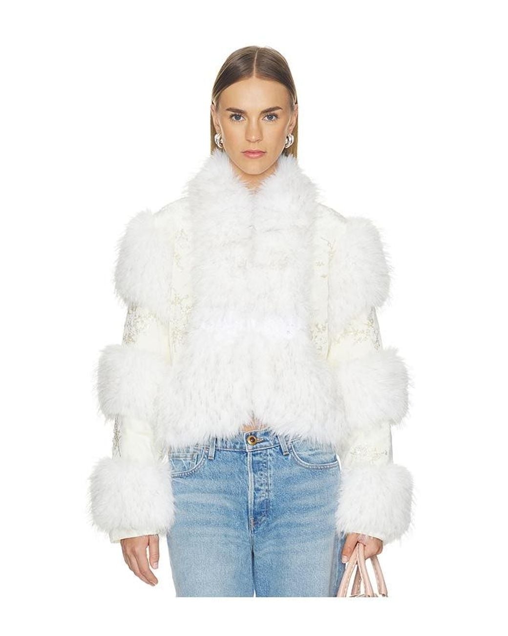 Kim Shui White Kyla Faux Fur Coat
