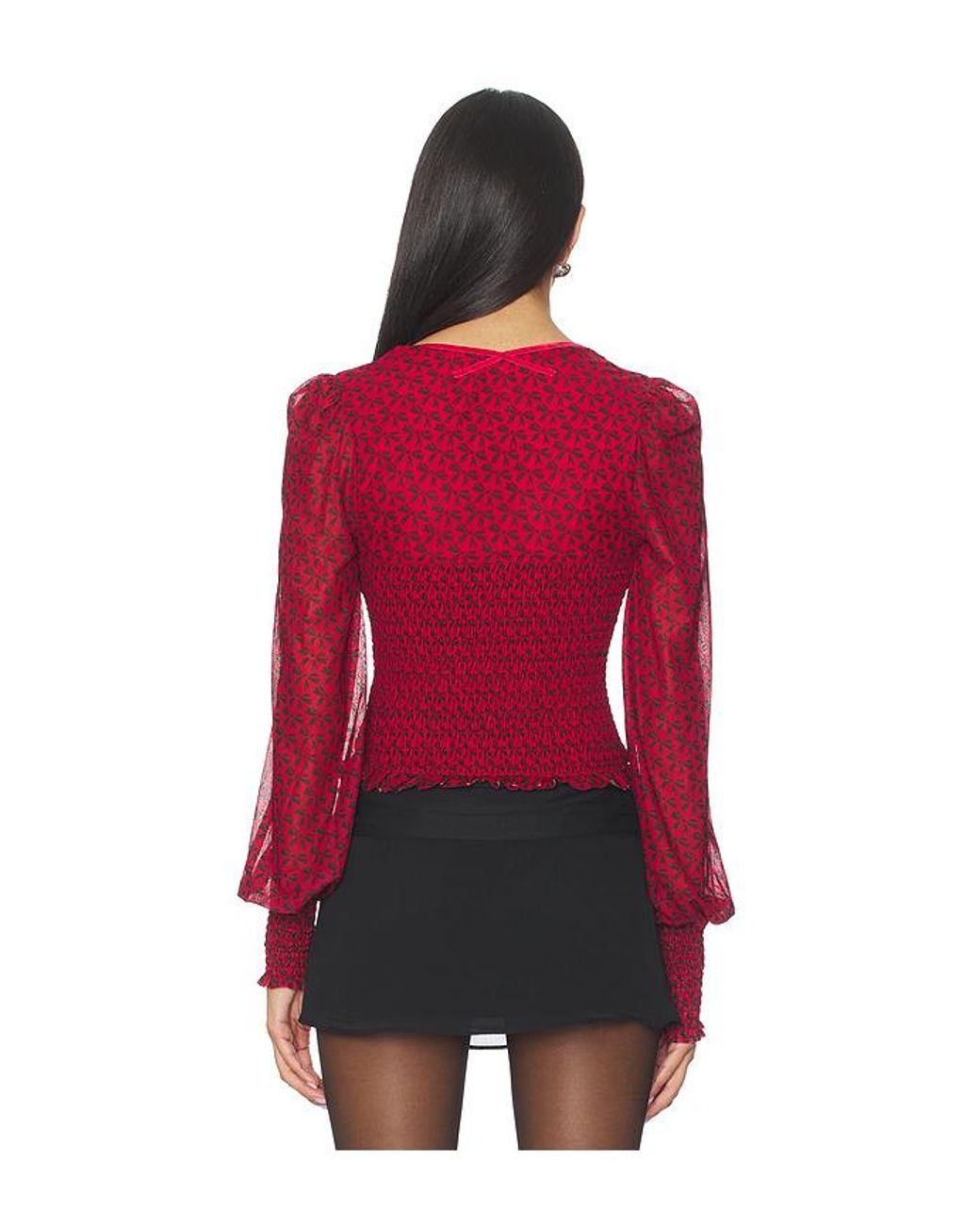 Free People Red Dottie Knit Top