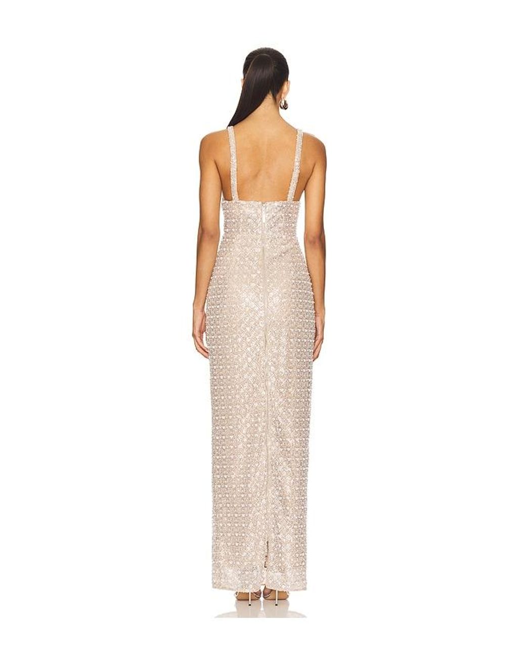 Bronx and Banco White Allegra Sequin Maxi Dress