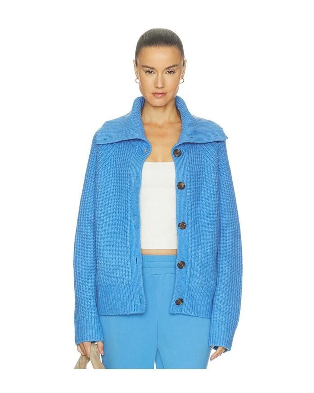 Varley Blue Alberte Knit Cardigan