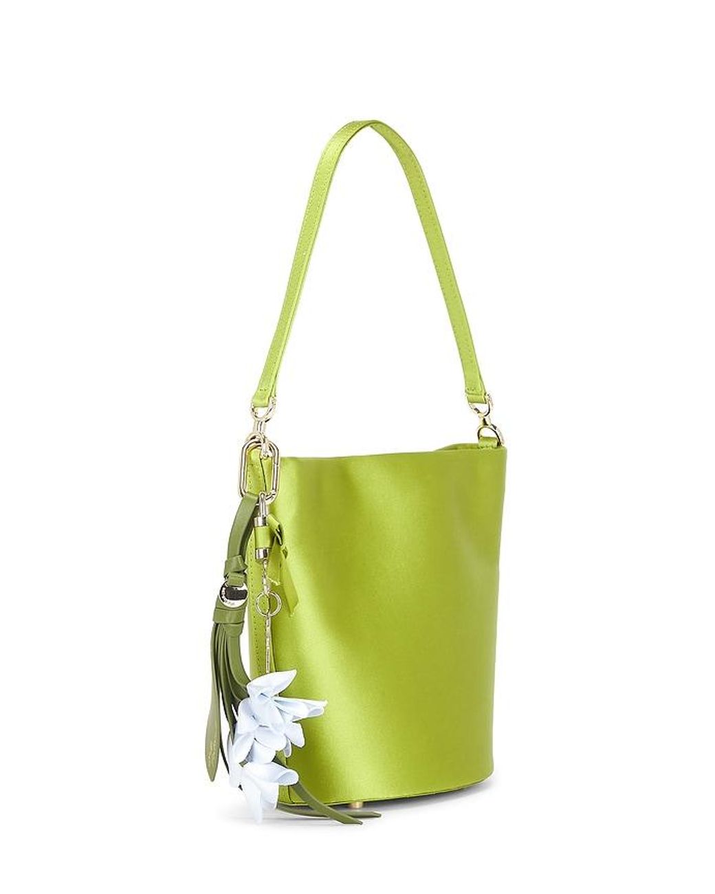 Self-Portrait Green Satin Bucket Bag