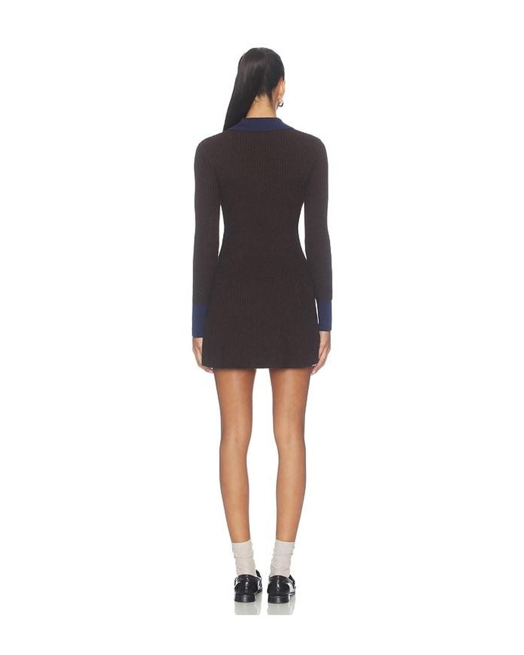GOOD AMERICAN Black The Knit Polo Mini Dress