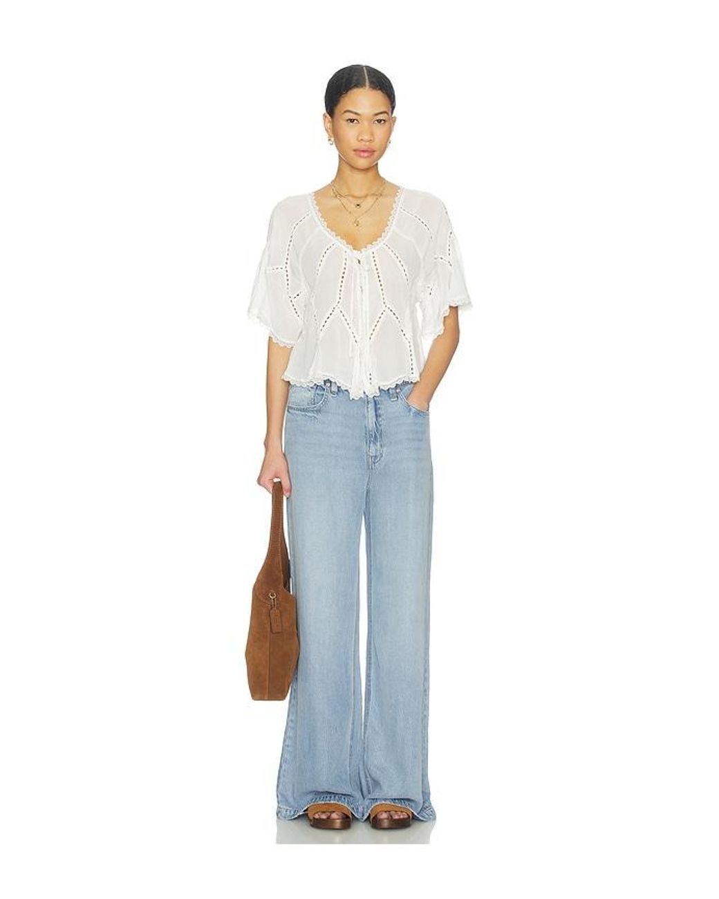 Free People White Michelle Blouse