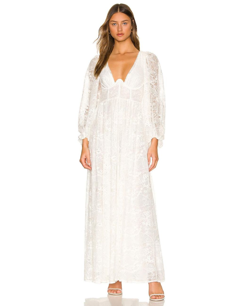 For Love & Lemons Madeline Maxi Dress in White | Lyst