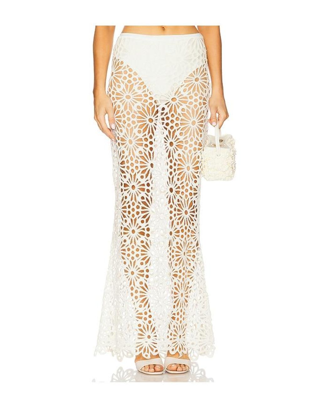 Norma Kamali White Obie Long Skirt