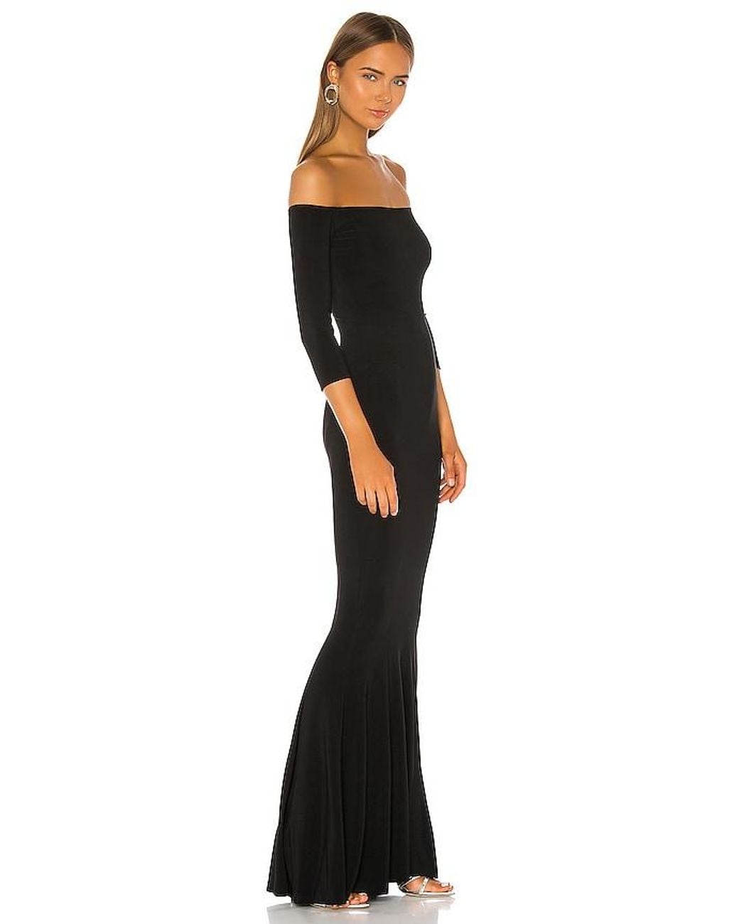 Norma Kamali Black Off The Shoulder Fishtail Gown