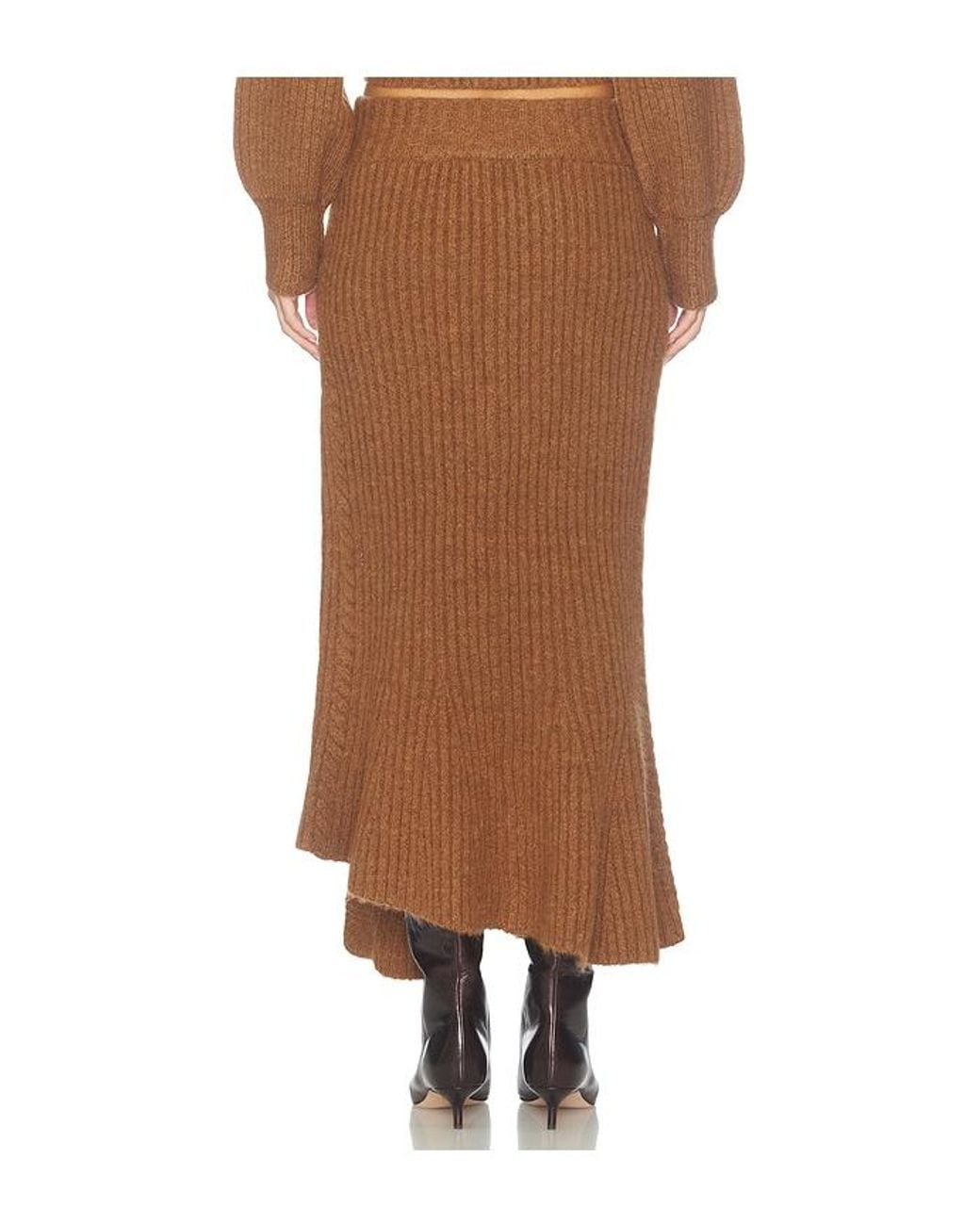 AMUR Brown Elsie Cable Knit Skirt