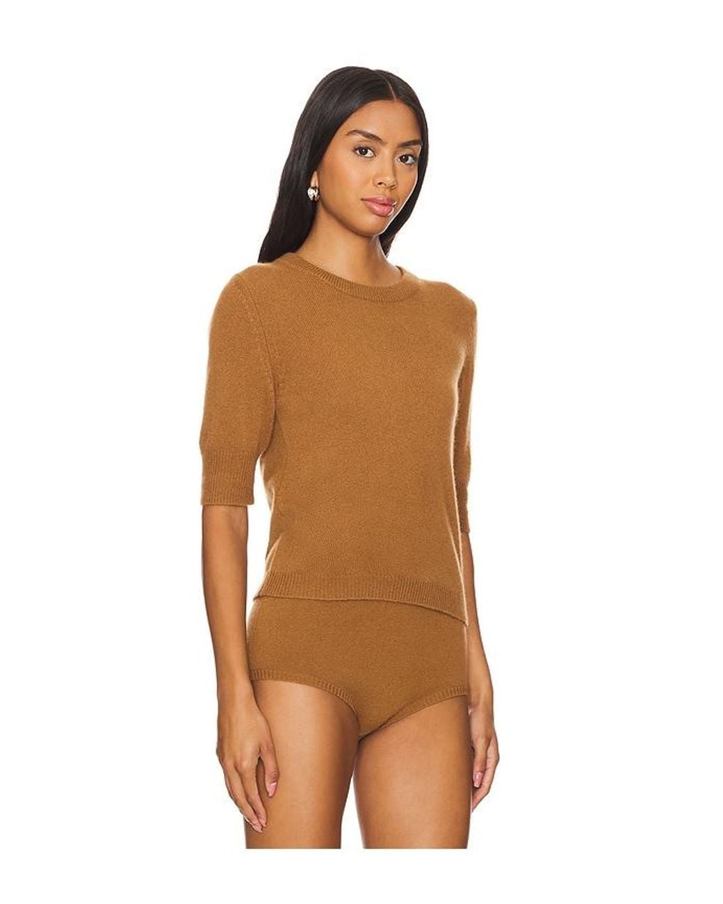 W. Cashmere Brown Celina Short Sleeve Pullover