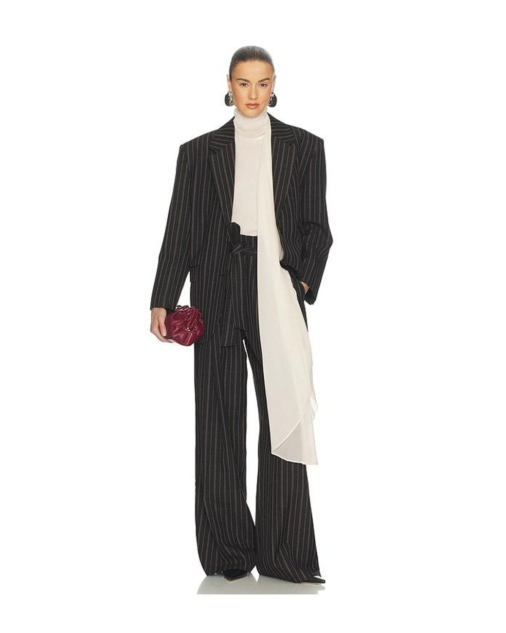 Helsa Black Stripe Twill Boyfriend Blazer