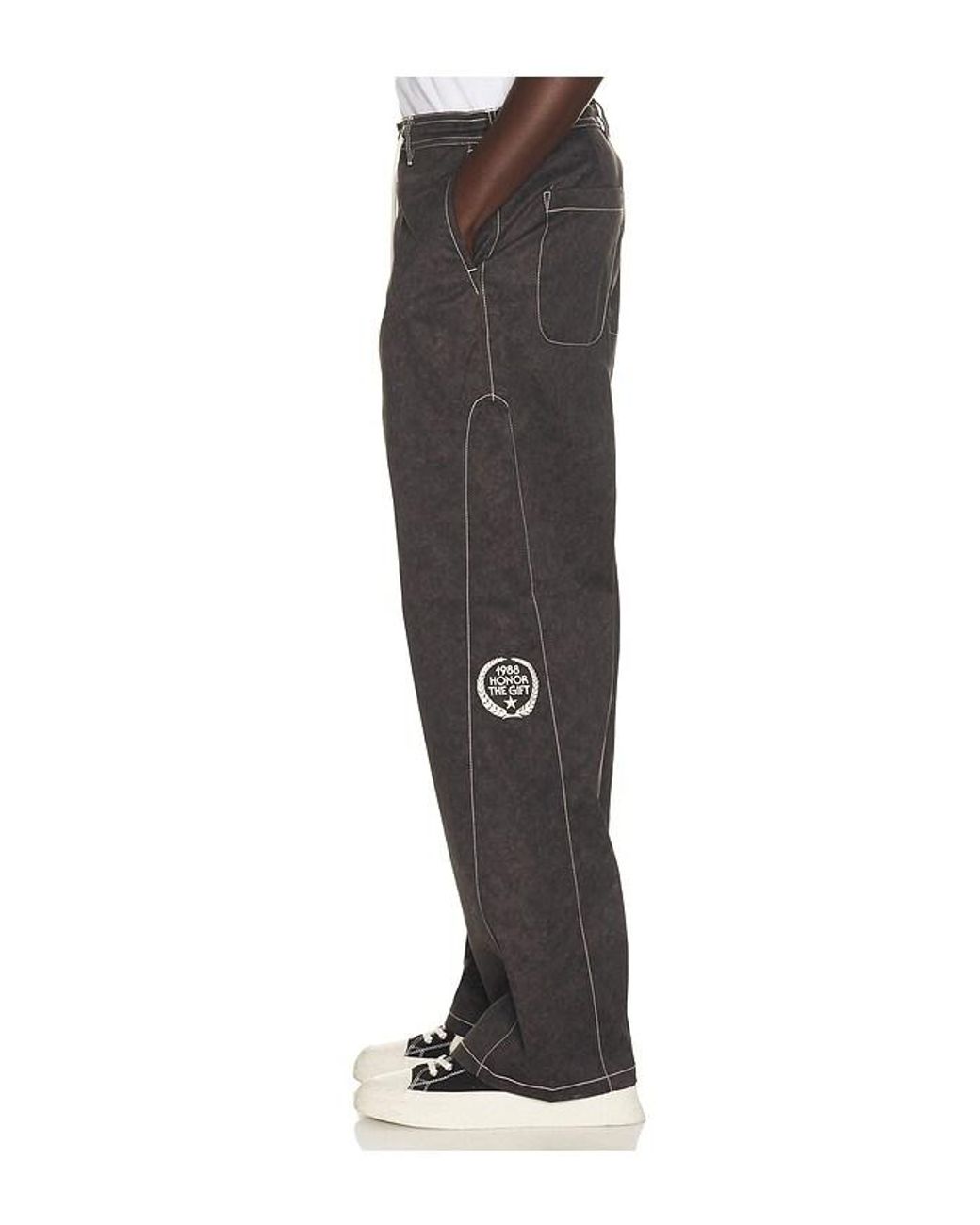 Honor The Gift Black Twill Embroidered Pant for men