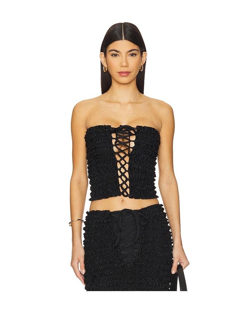 AMOR MIA Black Ruffled Top