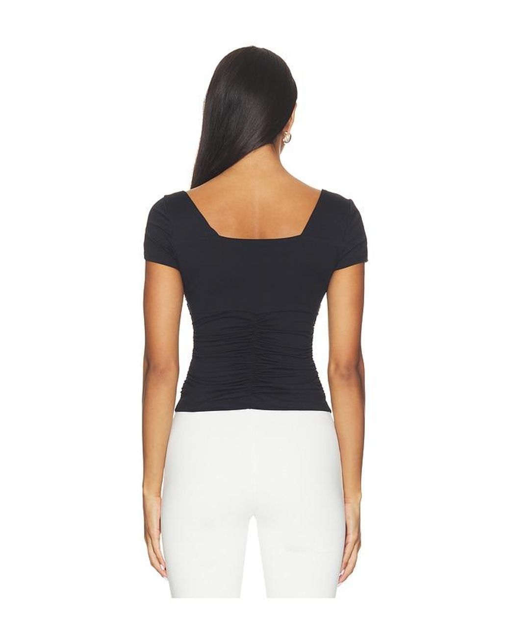 Susana Monaco Black Sweetheart Shortsleeve Gathered Top