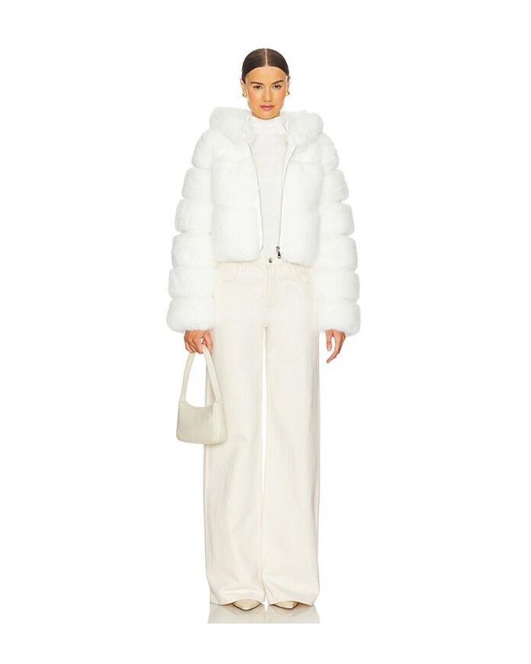 Adrienne Landau White The Lina Faux Fur Jacket