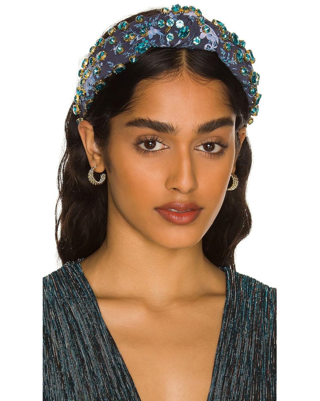Lele Sadoughi X Loveshackfancy Oval Crystal Knotted Headband in Black