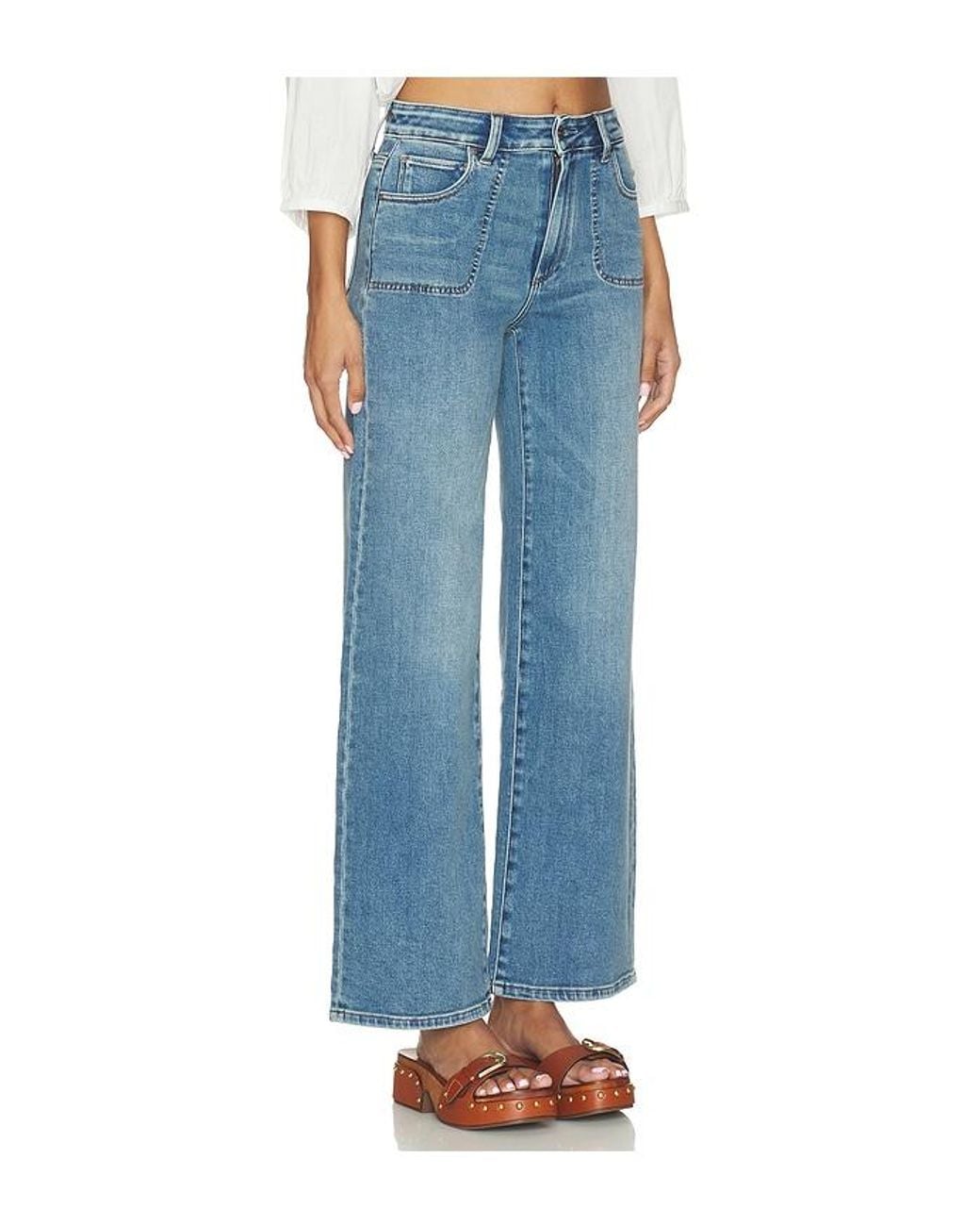 PAIGE Blue Anessa With Rounded Stitch Though Pockets Jean