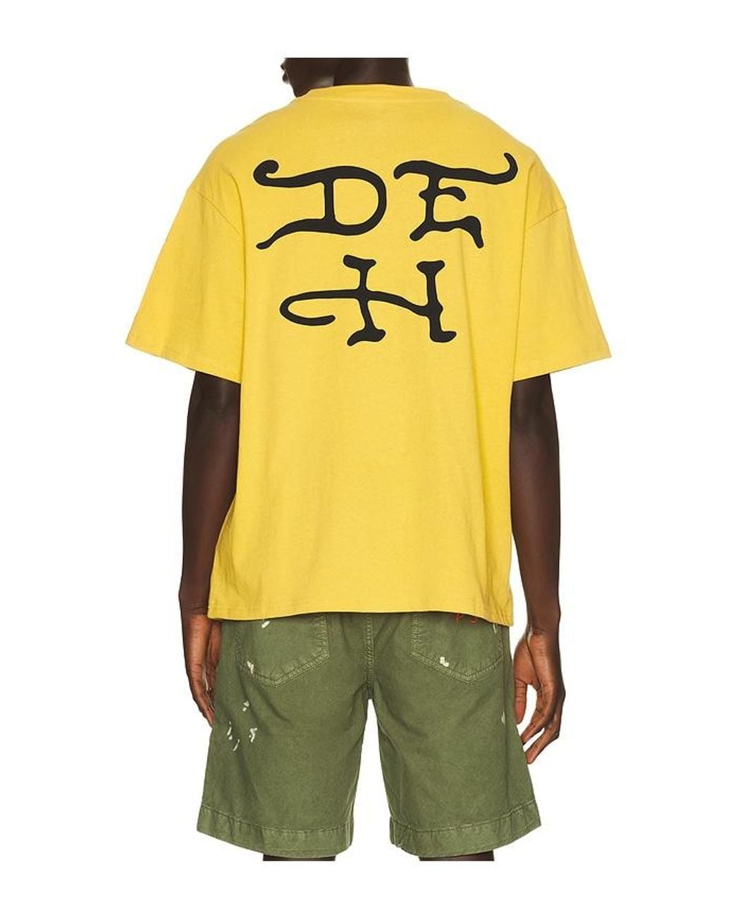 Ed Hardy Yellow Dragons Boxy Rhinestone Tee for men