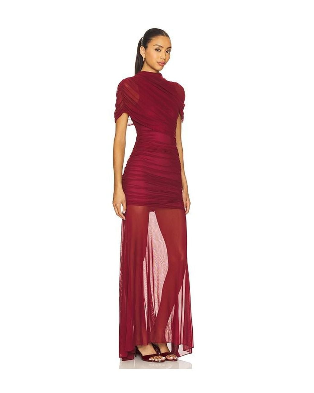 Amanda Uprichard Red X Revolve Evianna Mesh Gown