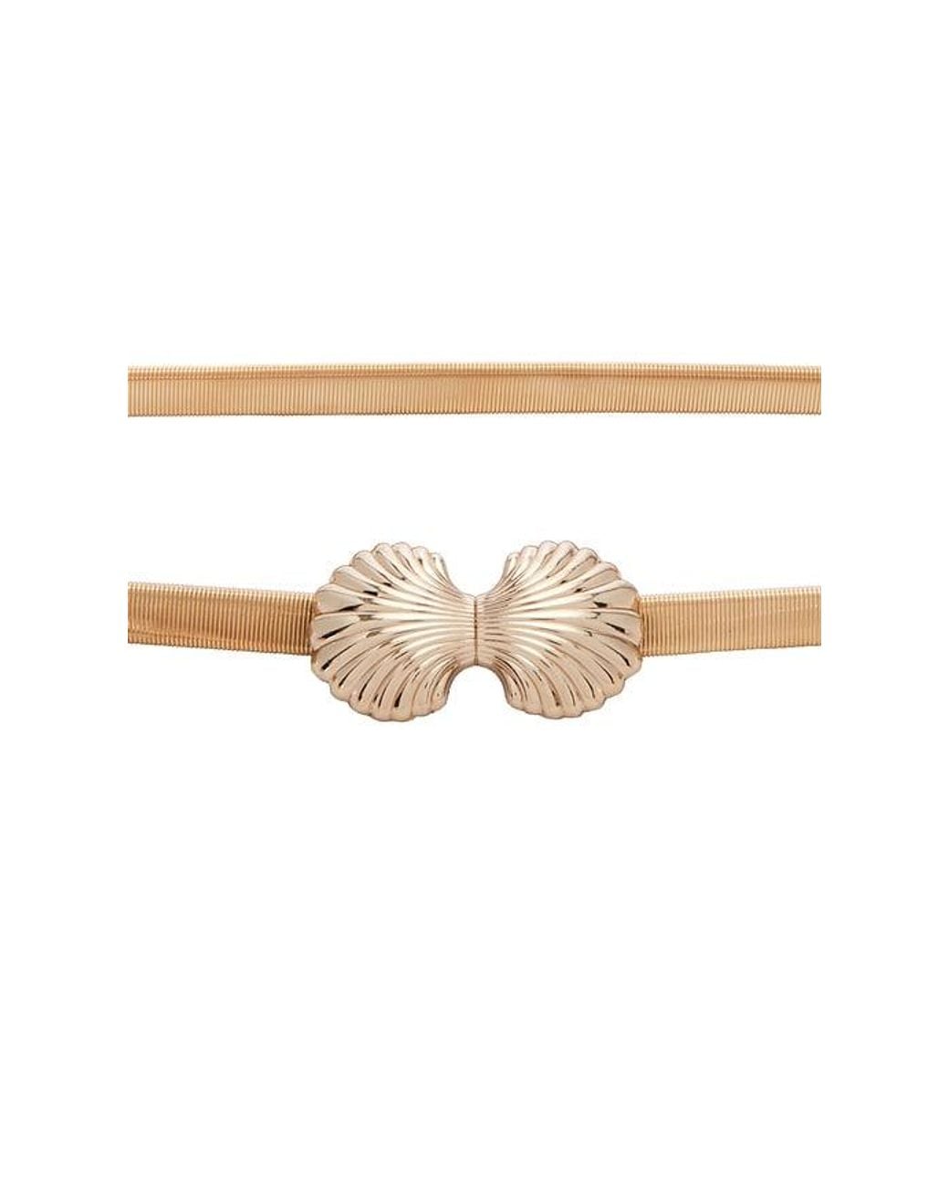 Lele Sadoughi Metallic Sea Shell Stretch Chain Belt