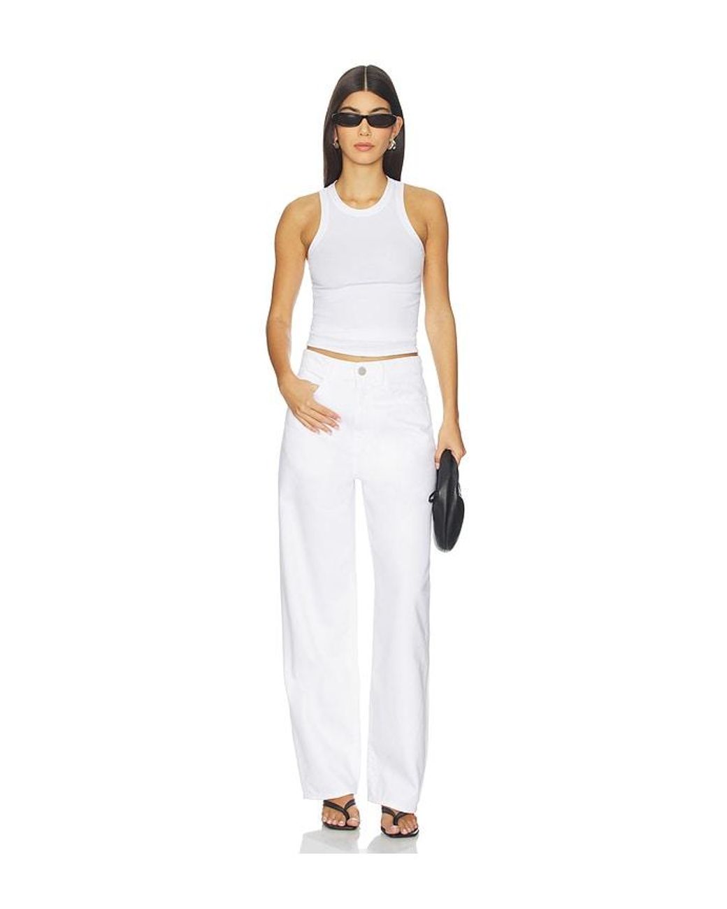 AYA MUSE White Simple High Neck Tank Top