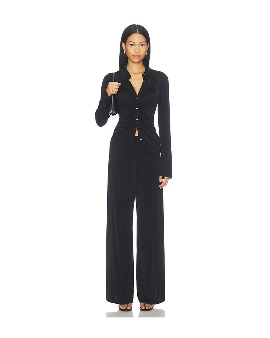 ÉTERNE Black Rue Liquid Jersey Pant