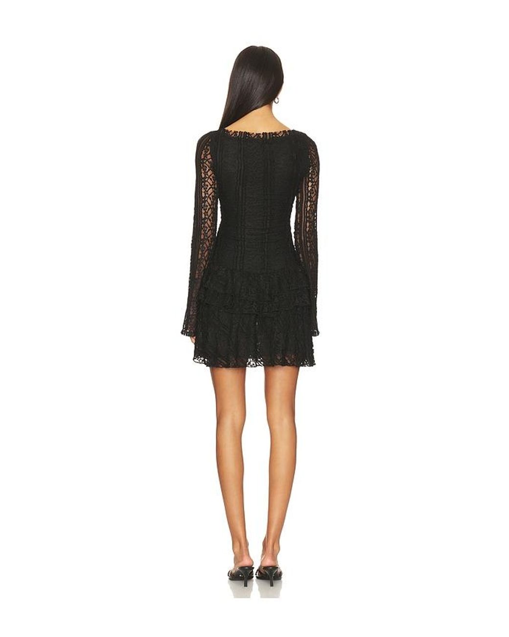 Free People Black Tabby Lace Mini Dress