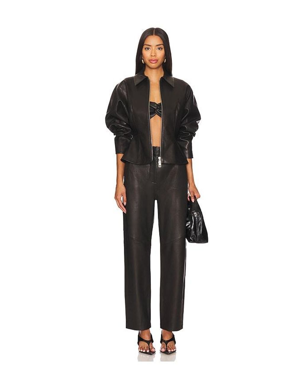 BLOUSON FITTED LEATHER en Black The Sei