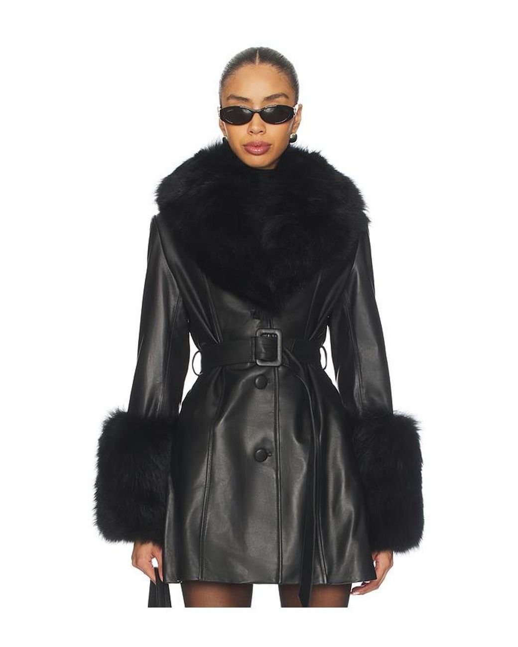 Susanna Chow Black Roxy Leather Coat