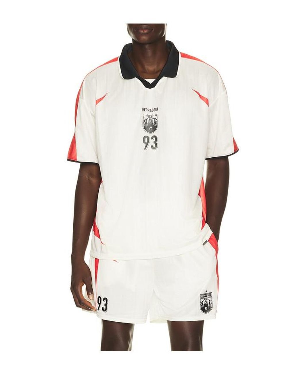 Represent White Spike Football Top for men