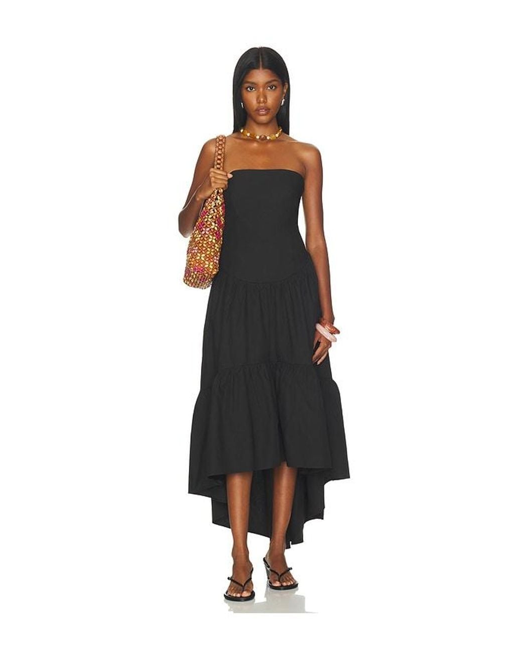 Susana Monaco Black Poplin Tube High Low Dress