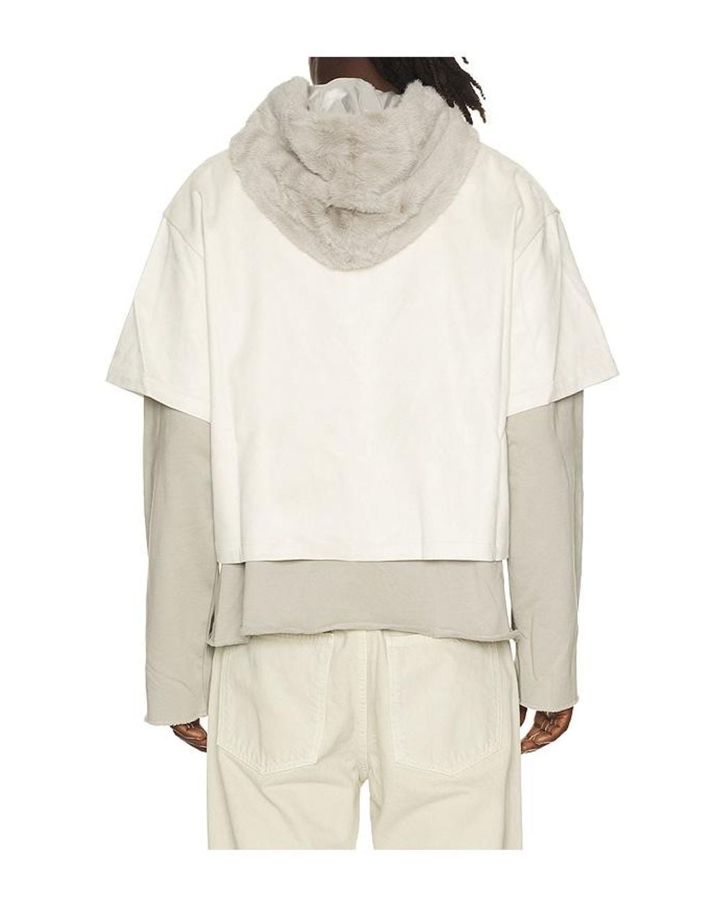 BIRTH OF ROYAL CHILD Natural Faux Fur Hat Layered Hoodie for men