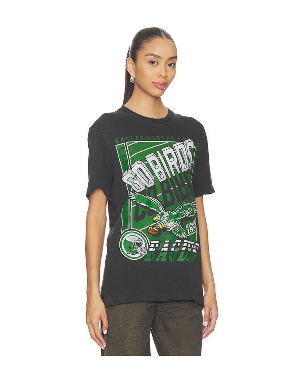 Junk Food Vintage-T-Shirt Eagles Go Birds in Green für Herren