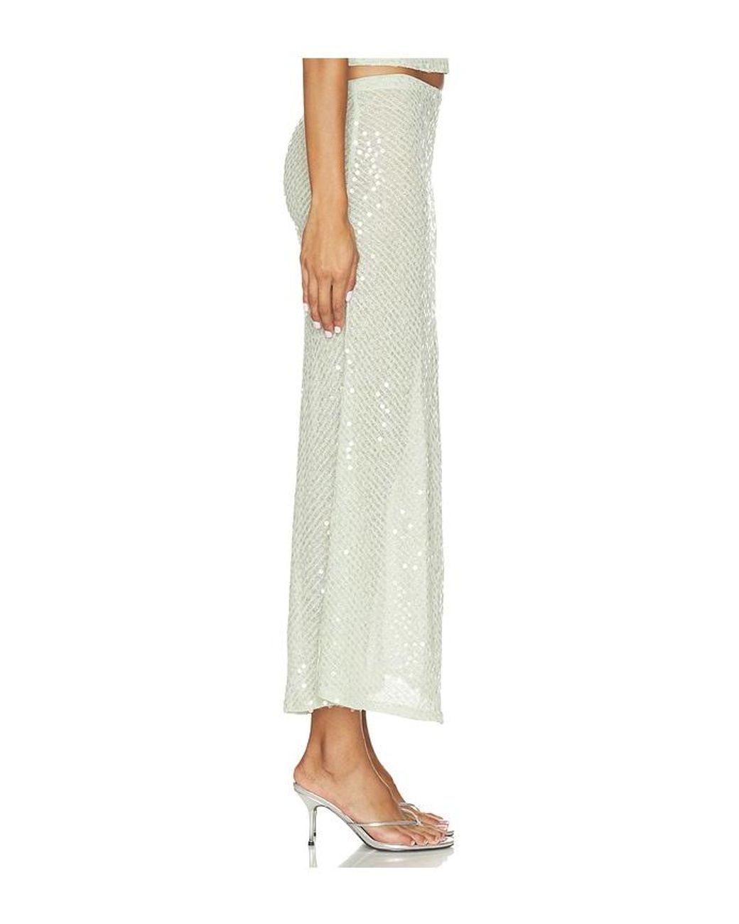 Lovers + Friends White Erika Sequin Midi Skirt