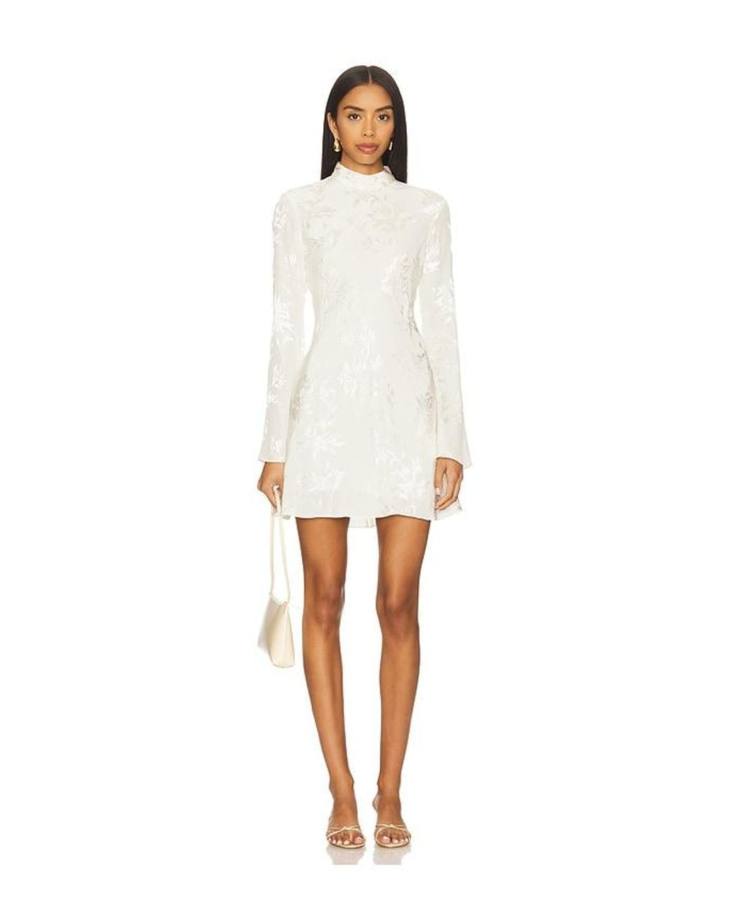Hemant & Nandita White Biased Mini Dress With Mock Neck