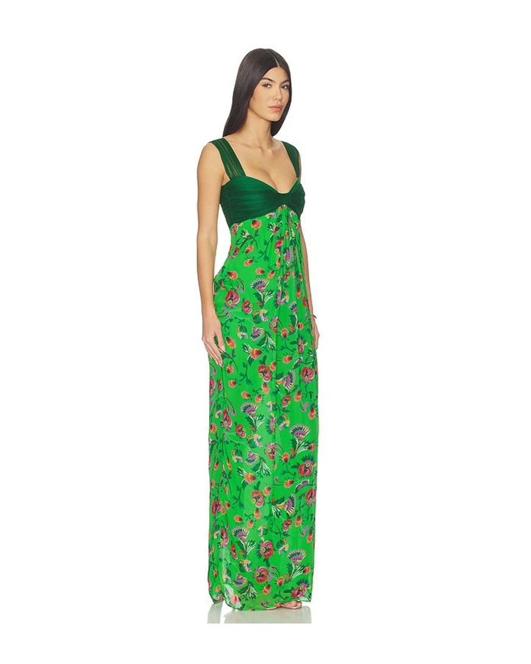Saloni Green Chani Long Dress