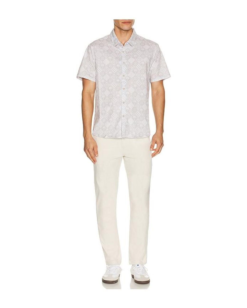 Vintage Summer Button-Down-Bluse Performance in White für Herren