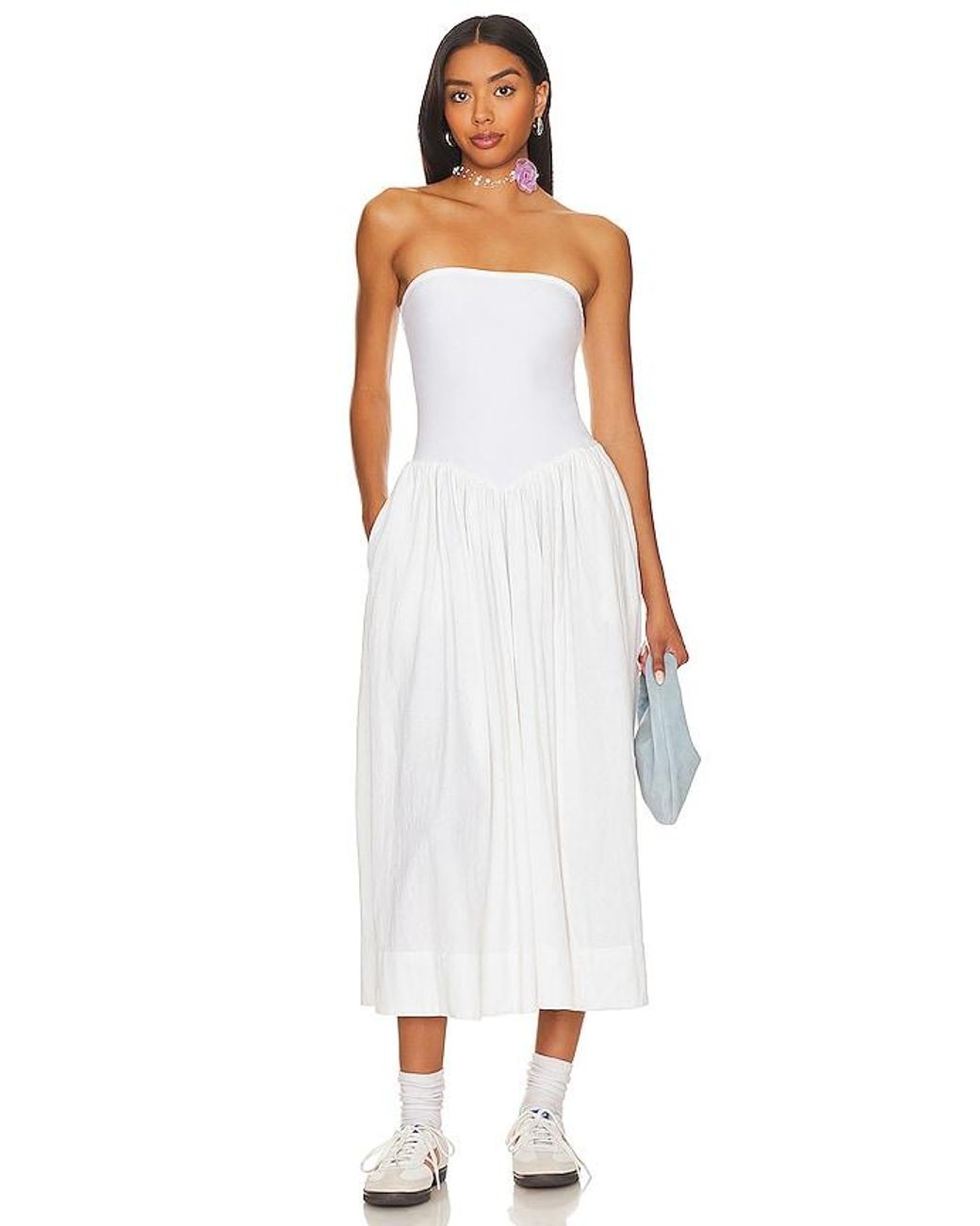 Free People Onda Tube Midi Dress in White | Lyst