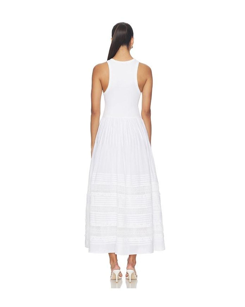 Polo Ralph Lauren White Voile Crew Neck Fit & Flare Dress