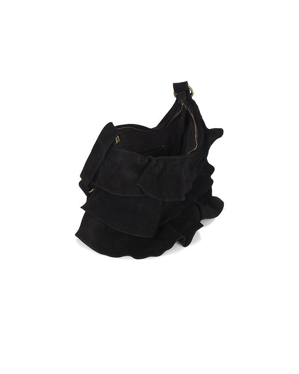 Free People Black Rae Ruffle Shoulder Bag