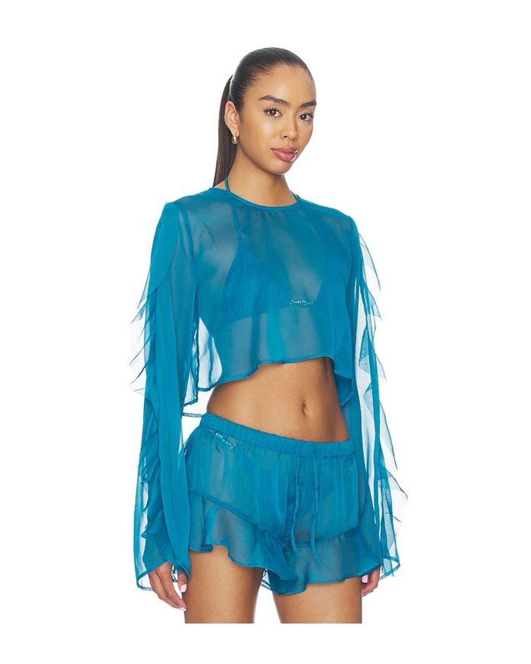 Shani Shemer Blue Thoma Cropped Shirt