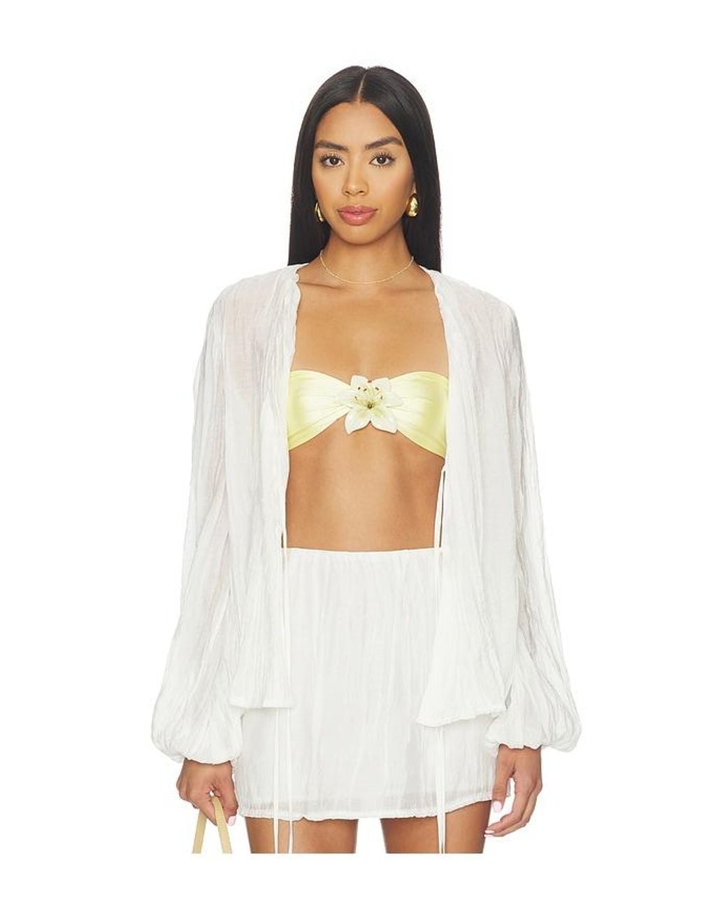 SNDY'S White Brandi Crinkle Tie Top
