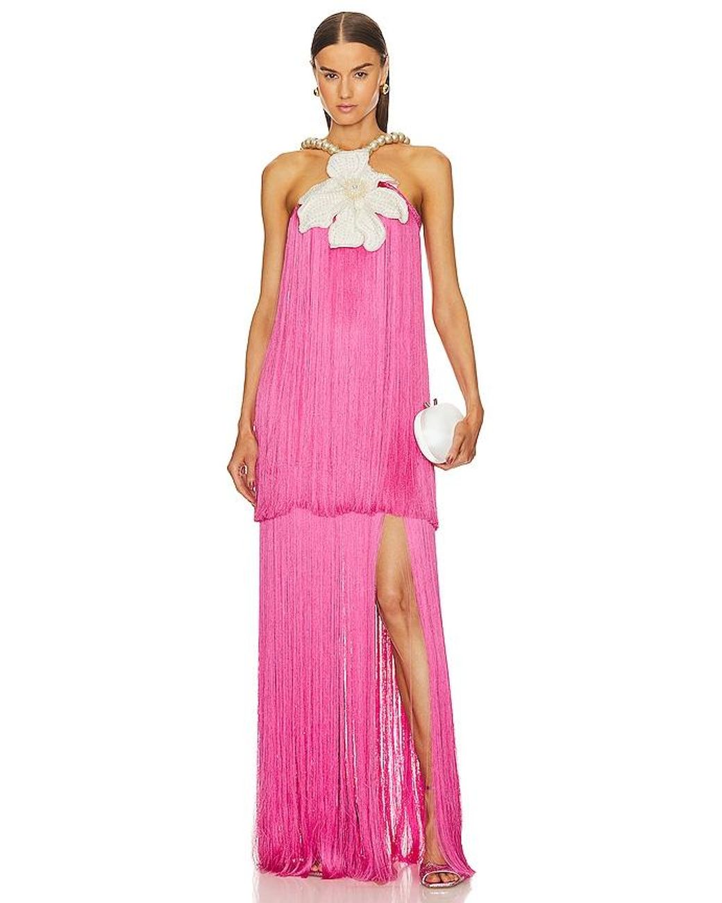 PATBO Fringe Maxi Dress in Pink | Lyst