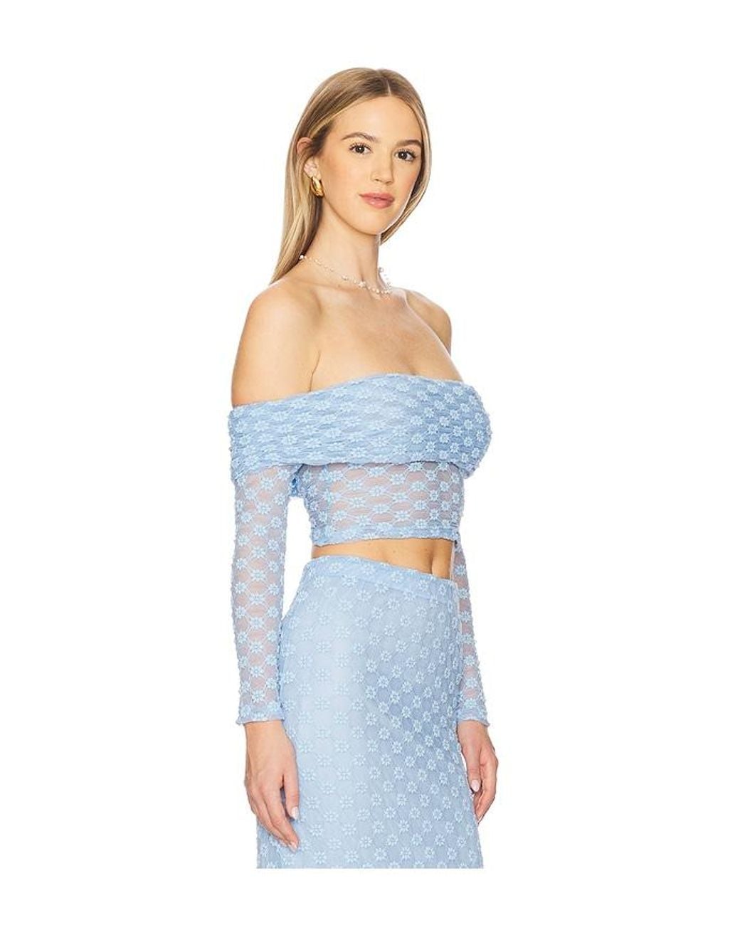 Bardot Blue X Revolve Adoni Off The Shoulder Top