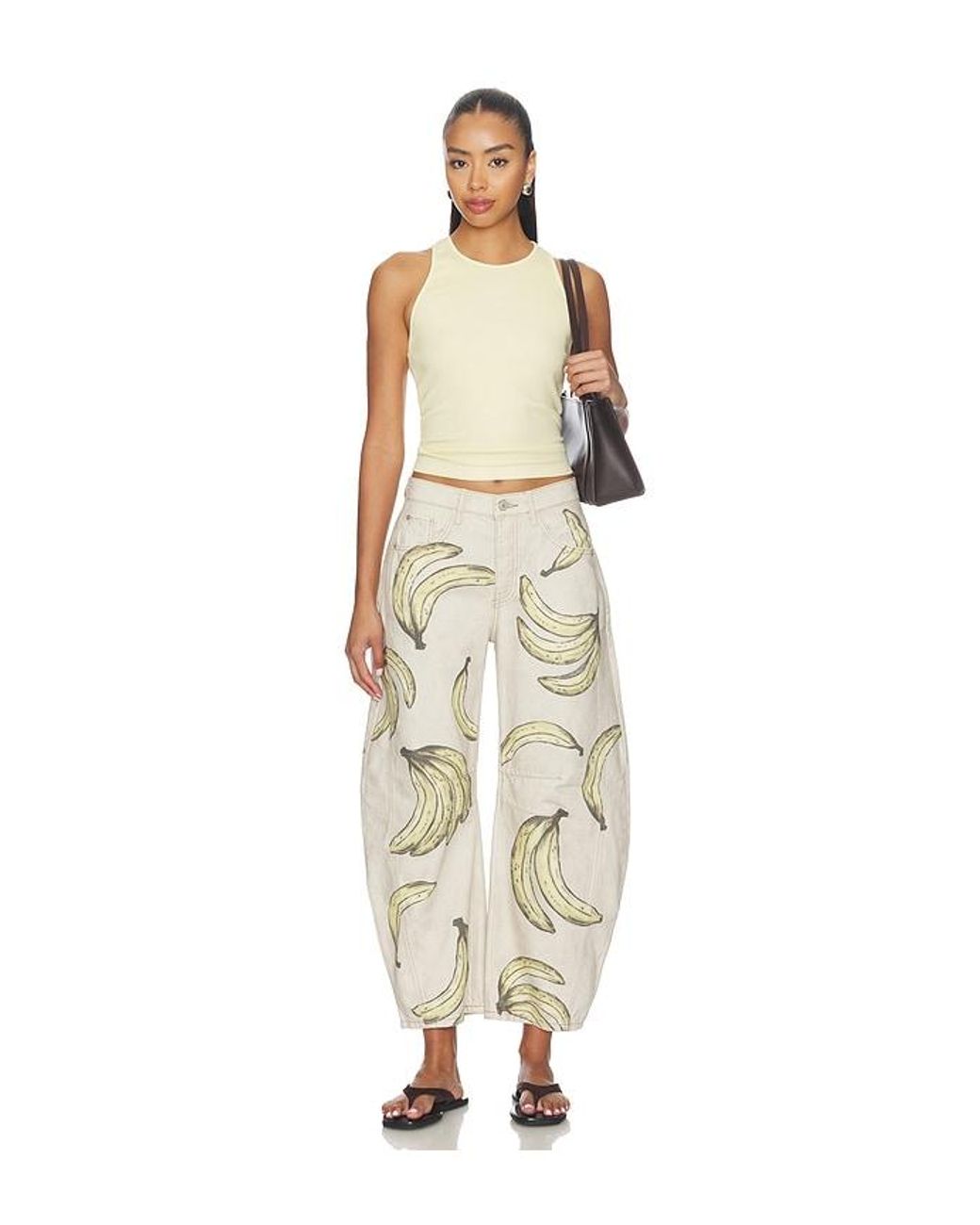 Free People Natural X We The Free Good Luck Printed Jean