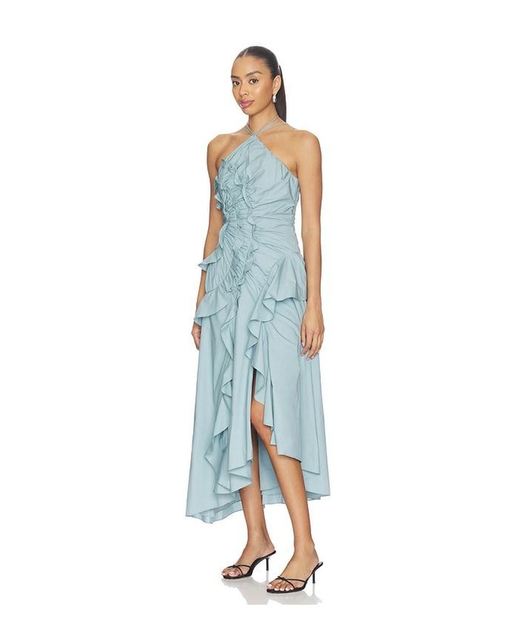 AMUR Blue Ottavia Ruffle Dress