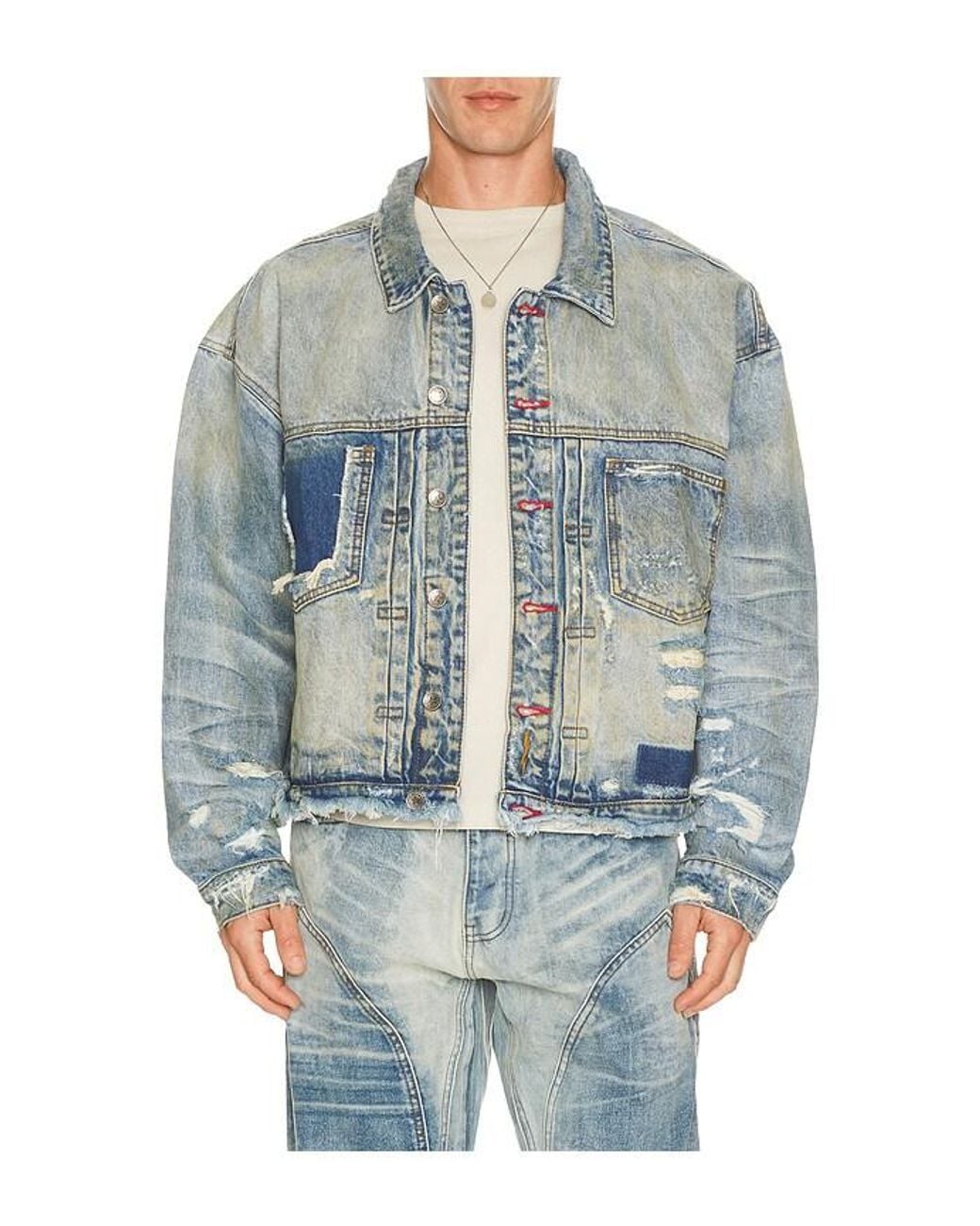 DIET STARTS MONDAY Blue Cowboy Trucker Jacket for men
