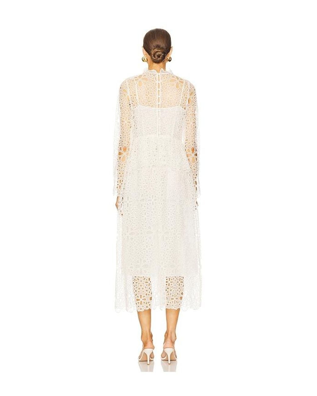 Sea White Lumi Eyelet Peplum Long Sleeve Dress