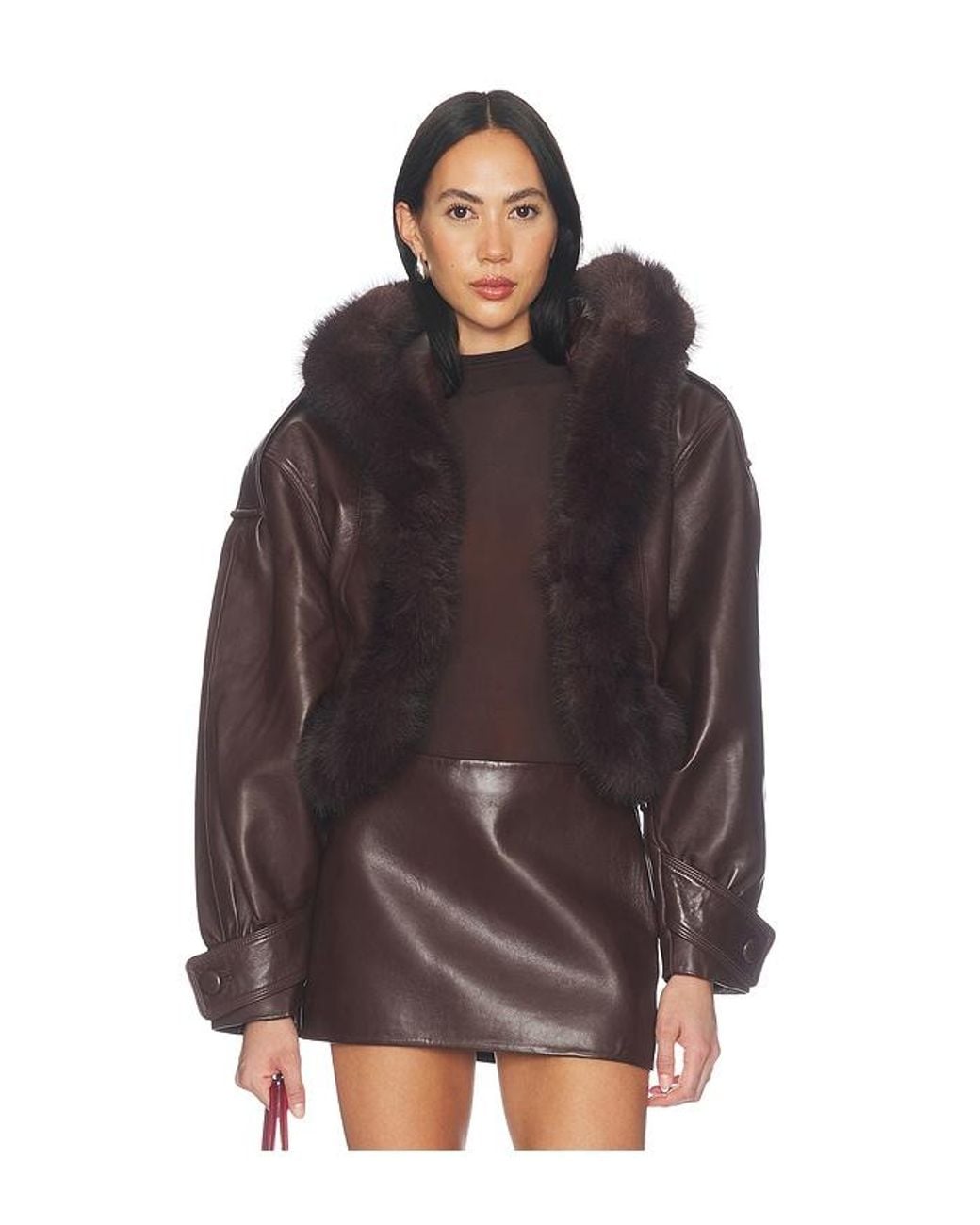 retroféte Brown Jia Leather Jacket