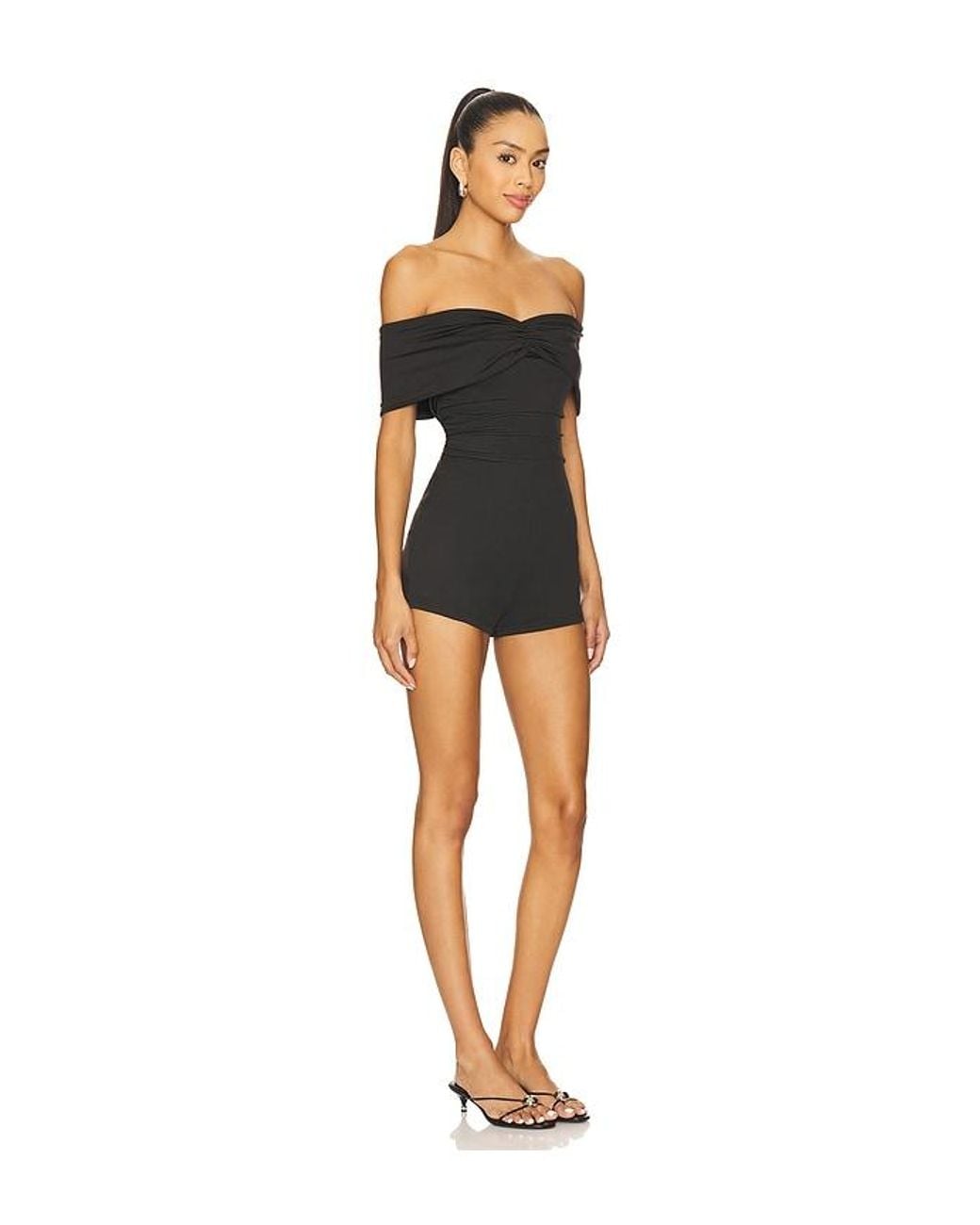 superdown Black Cher Off Shoulder Romper